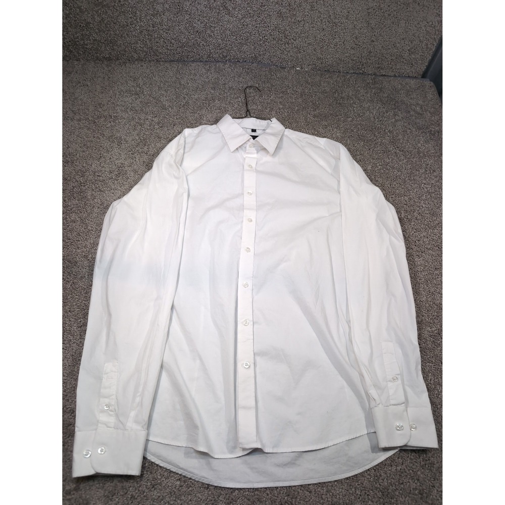 American Tall Mens XL Tall White Button Down Long Sleeve Shirt Cotton